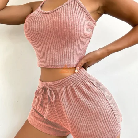 Conjunto de Top y Short tejido de canalé  Homewear