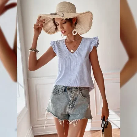 Blusa Estampada de manga con volante