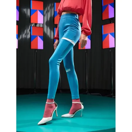 Leggings de cintura elástica de dos tonos