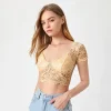 Crop Top Sujetador con Encaje Floral