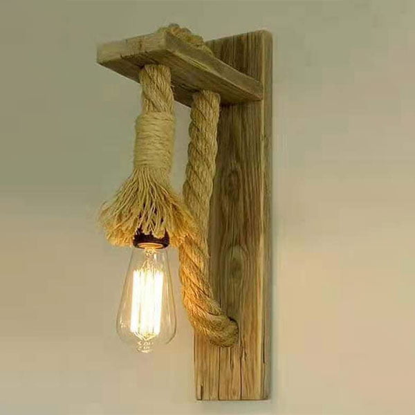 Aplique de Pared de Cáñamo y Madera