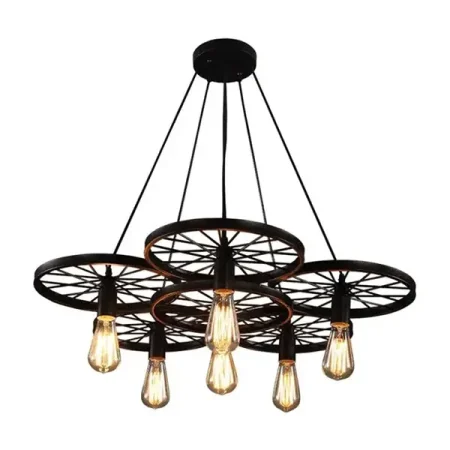 Lampara de Techo 6 Aros tipo Candelabro De Hierro