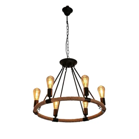 Lámpara de Techo Colgante Rústica Candelabro 6 Luces