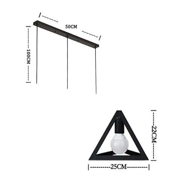 Lampara Colgante De 3 Luces Lineal Tipo Piramide 5