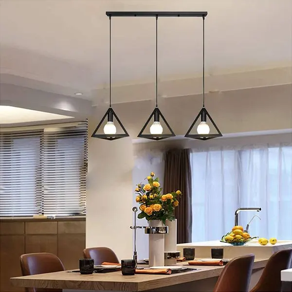Lampara Colgante De 3 Luces Lineal Tipo Piramide