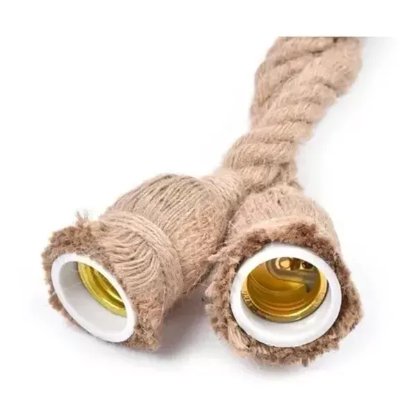 Lampara Colgante De Cañamo Vintage Con 2 Luces 4