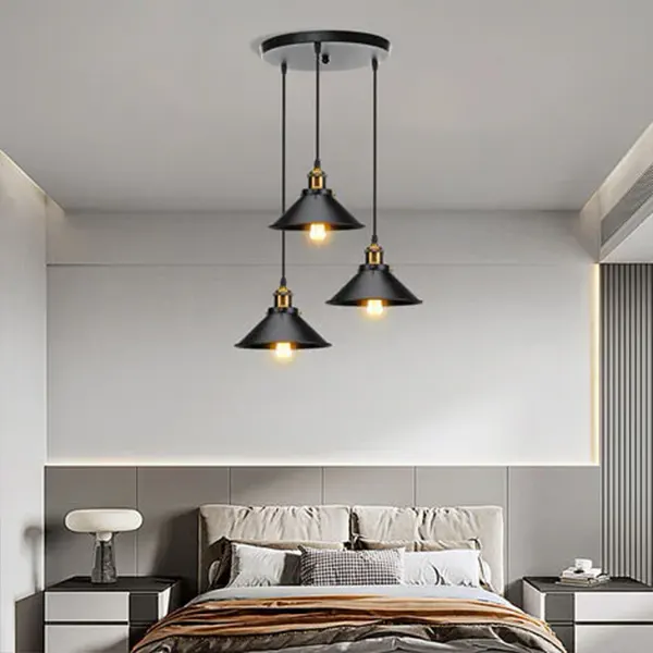 Lampara Colgante Vintage De 3 Luces Tipo Campana 3