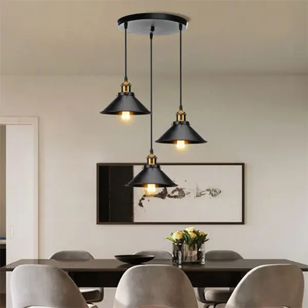 Lampara Colgante Vintage De 3 Luces Tipo Campana 4