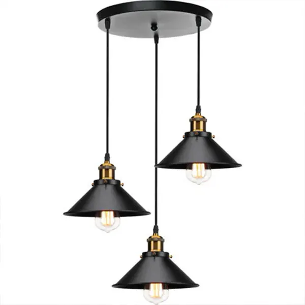 lampara colgante vintage de 3 luces tipo campana 5
