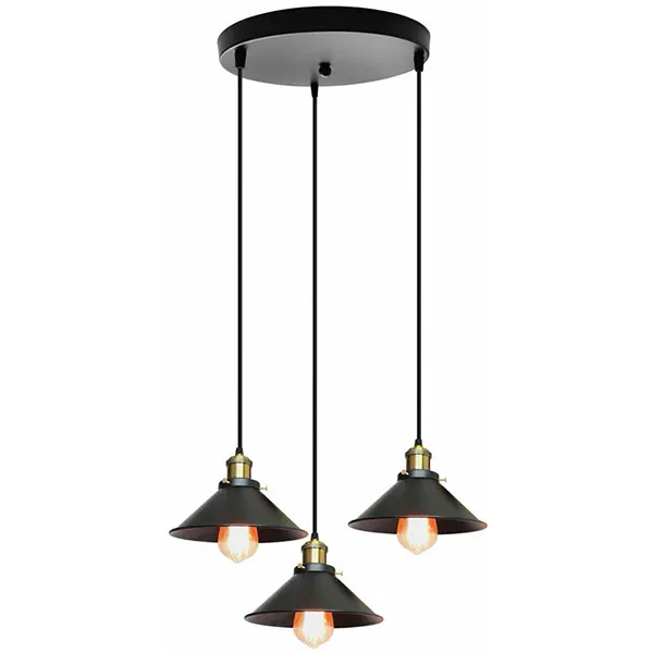Lampara Colgante Vintage De 3 Luces Tipo Campana 7