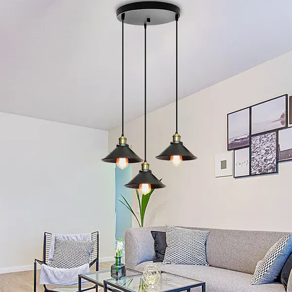 Lampara Colgante Vintage De 3 Luces Tipo Campana