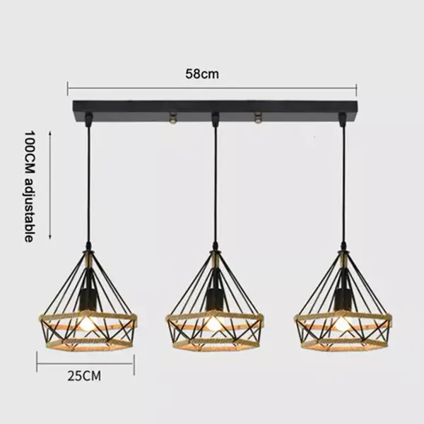 Lampara Colgante Vintage Lineal De 3 Luces 2