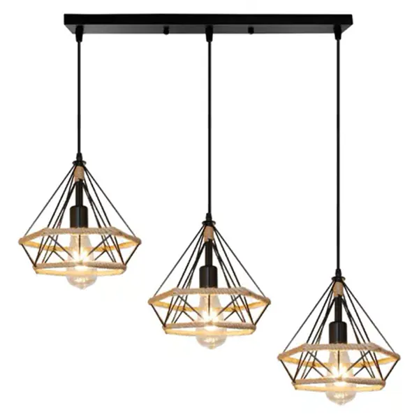 lampara colgante vintage lineal de 3 luces 4