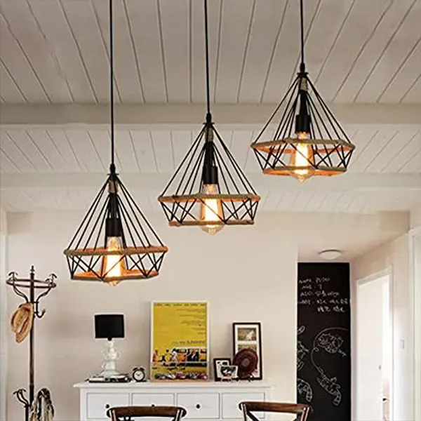 Lampara Colgante Vintage Lineal De 3 Luces 6