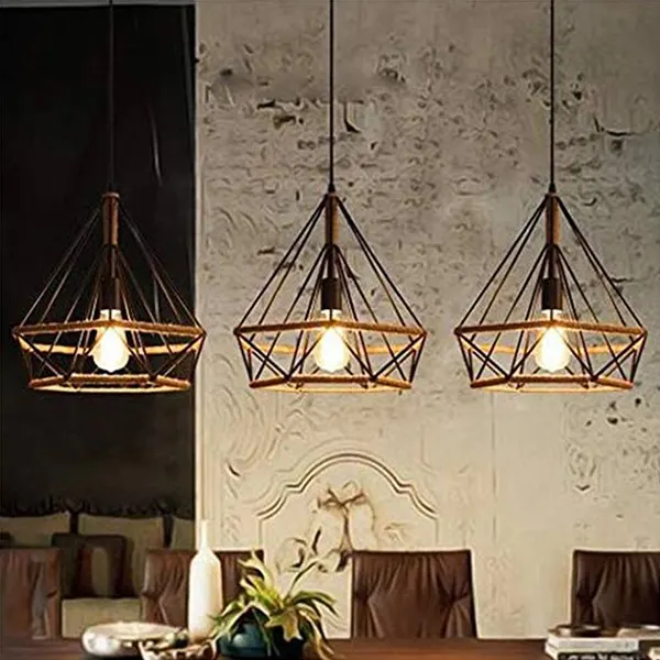 Lampara Colgante Vintage Lineal De 3 Luces 7