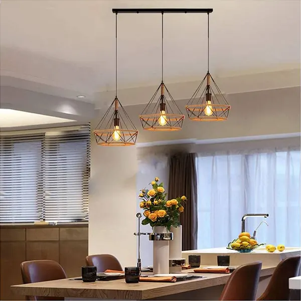 Lampara Colgante Vintage Lineal De 3 Luces 8