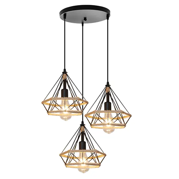 Lampara Colgante Vintage Redonda De 3 Luces 3