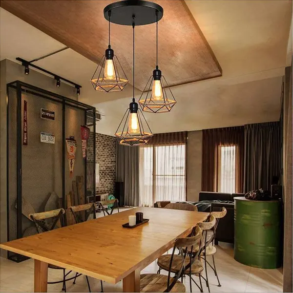 Lampara Colgante Vintage Redonda De 3 Luces 6