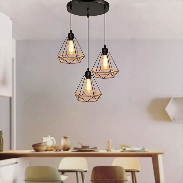 Lampara Colgante Vintage Redonda De 3 Luces 7