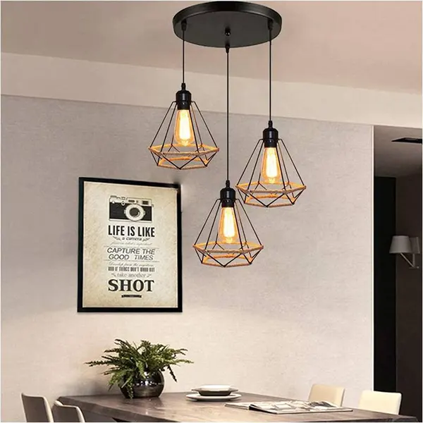 Lampara Colgante Vintage Redonda De 3 Luces