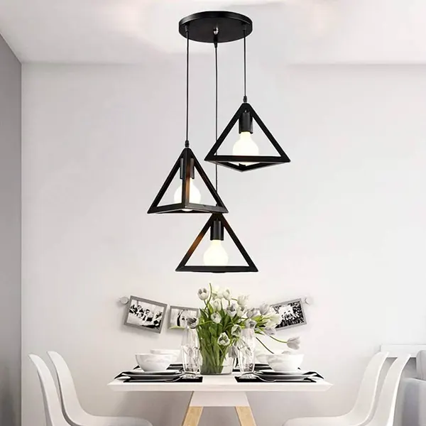 Lámpara Colgante Vintage Triangular De 3 Luces 3