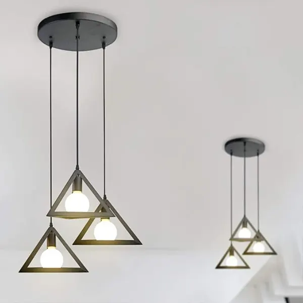 Lámpara Colgante Vintage Triangular De 3 Luces 5