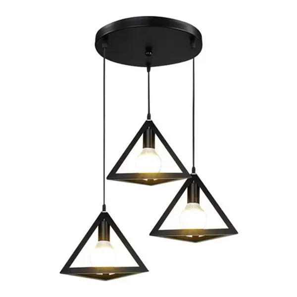 lámpara colgante vintage triangular de 3 luces 8