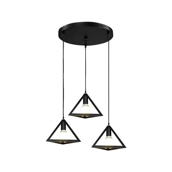Lámpara Colgante Vintage Triangular De 3 Luces