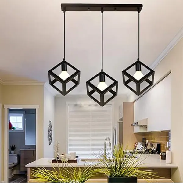 Lámpara De Techo 3 Cubos Negro 2