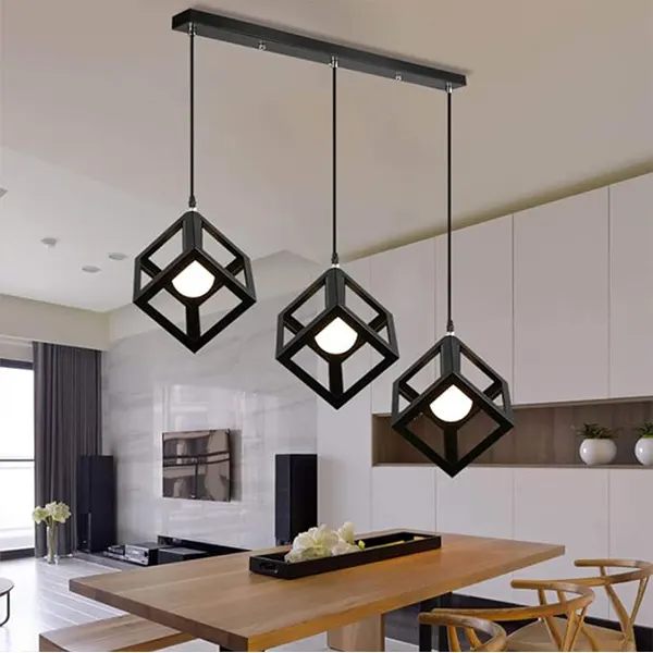 Lámpara De Techo 3 Cubos Negro
