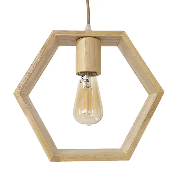 Lampara Colgante Vintage De Madera Hexagonal 7