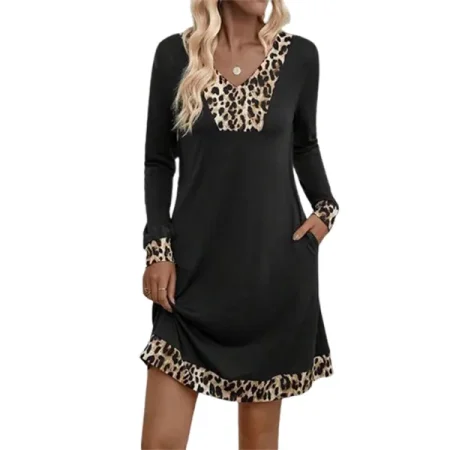 Vestido Tipo Polerón Con Estampado De Leopardo 3
