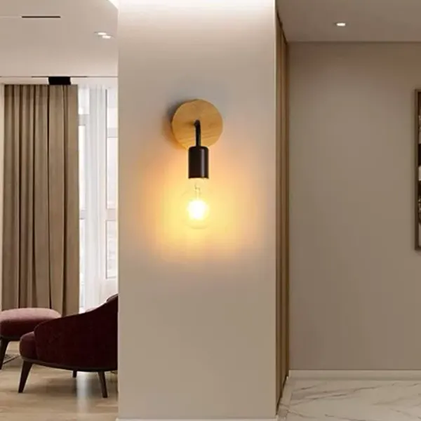Aplique De Pared Led Con Base De Madera 4