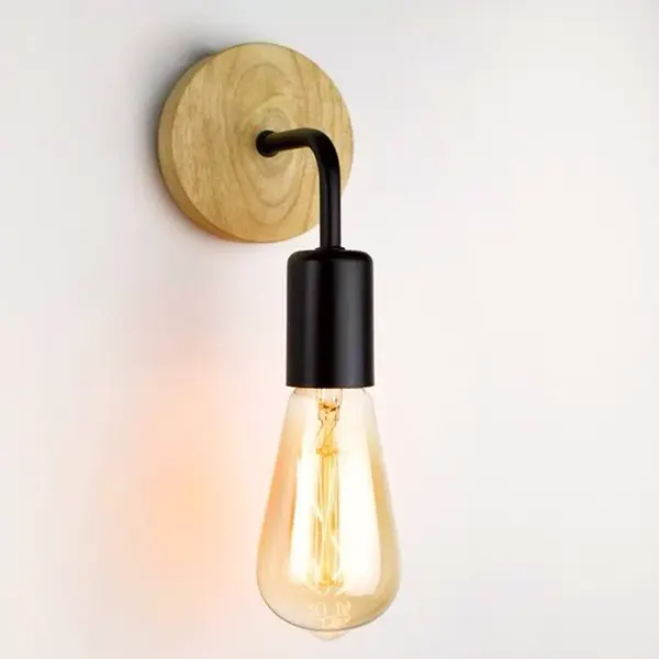 aplique de pared led con base de madera 5