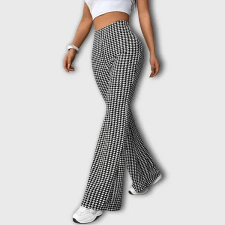 Pantalón De Mujer Acampanado Con Patrón De Espiga