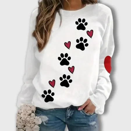 Polerón Sudadera De Mujer De Corazón Y Patitas Caninas