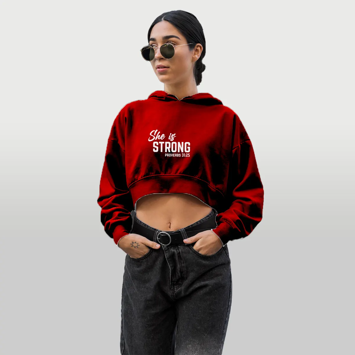 hoodie cropped burdeo blanco