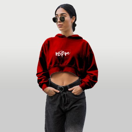 Hoodie Cropped Burdeo Blanco
