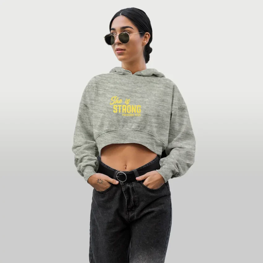 hoodie cropped melange amarillo
