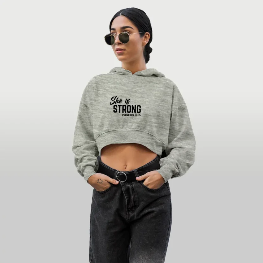 hoodie cropped melange negro