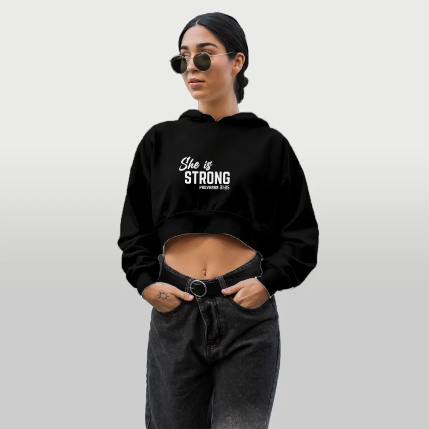 hoodie cropped negro blanco
