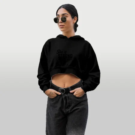 Hoodie Cropped Negro Negro