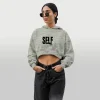 Hoodie Cropped Selfmade Melange Negro