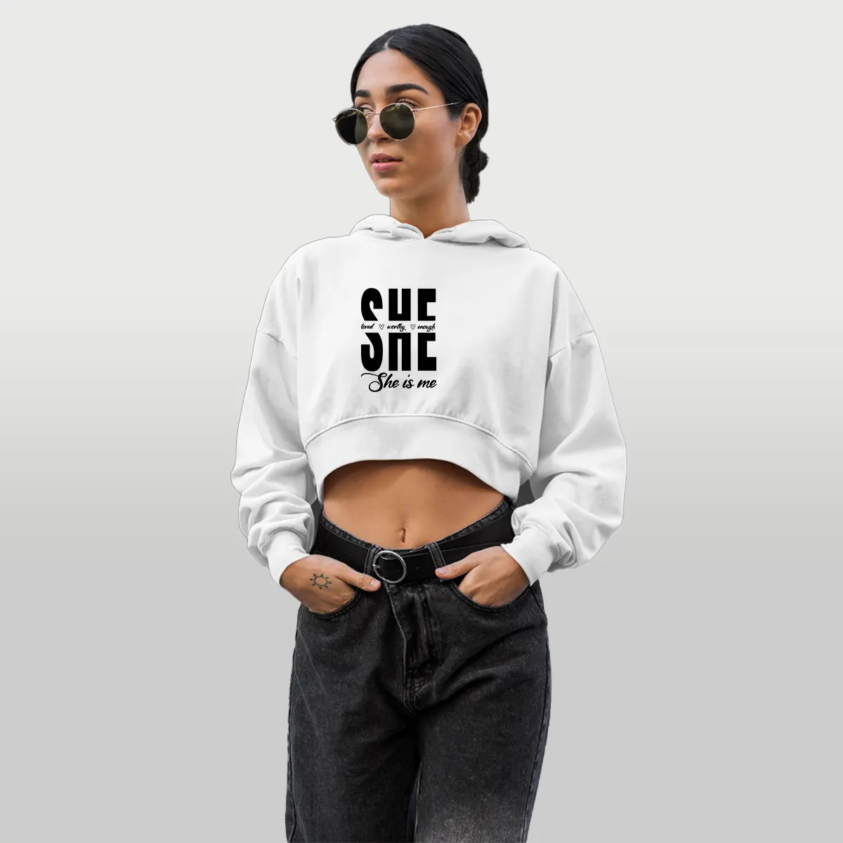 sudadera con capucha she is me blanco