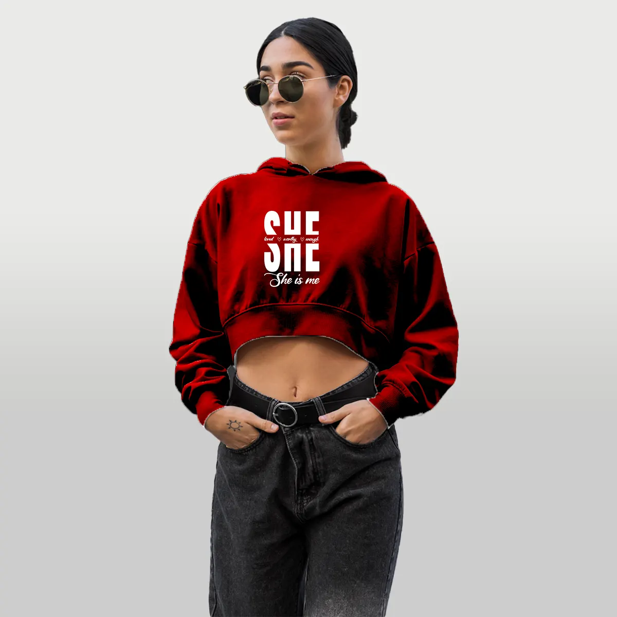 sudadera con capucha she is me burdeo